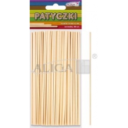 Patyczki drewniane okrągłe bezbarwne rozm.śr 2x150mm op.100szt. / PK-2167